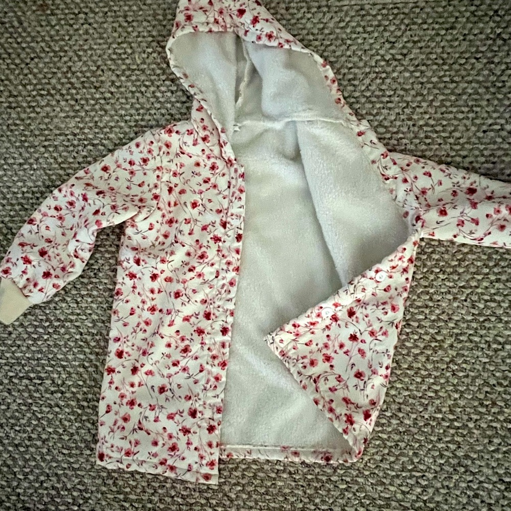 Shein Todller Girls Floral Print Teddy Lined Hooded Coat worm once